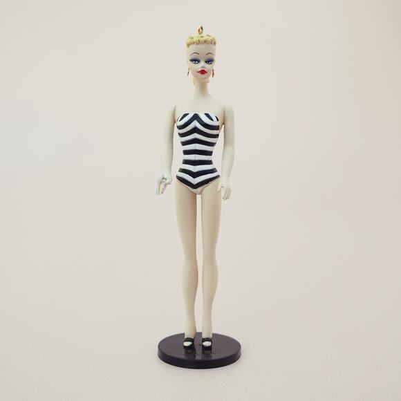 Beach Barbie 1959 Debut 1994 Hallmark Christmas Ornament #1 Black White Swimsuit - Picture 4 of 9